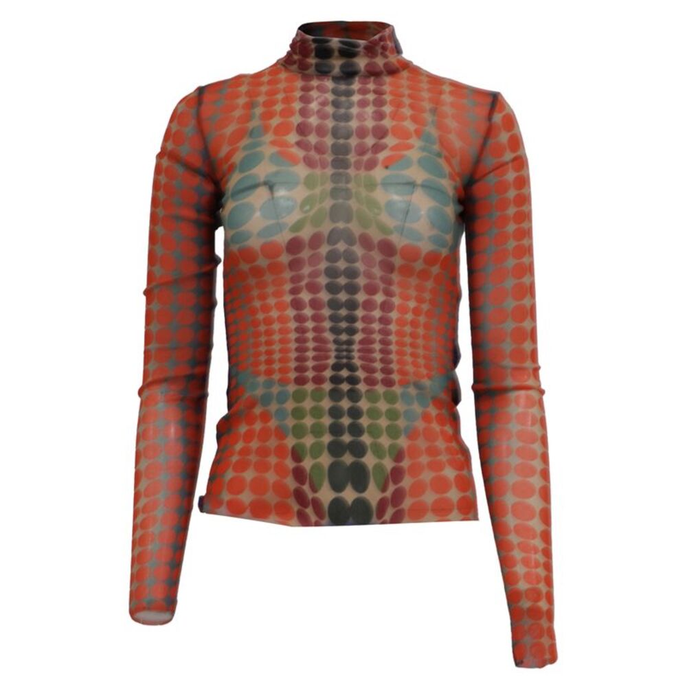 Jean Paul Gaultier Polka Dot Mesh Blouse in Multicolor Polyamide